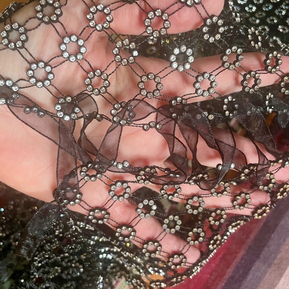 Vine Tree Size M/L Circled Rhinestones Fishnet Midi Dress - Picture 7 of 7